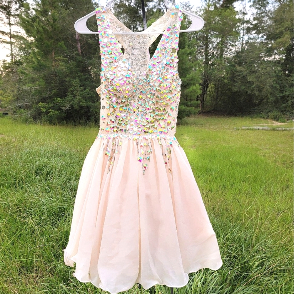 Soft Pink Sequin Prom Pageant Dance Party Dress
